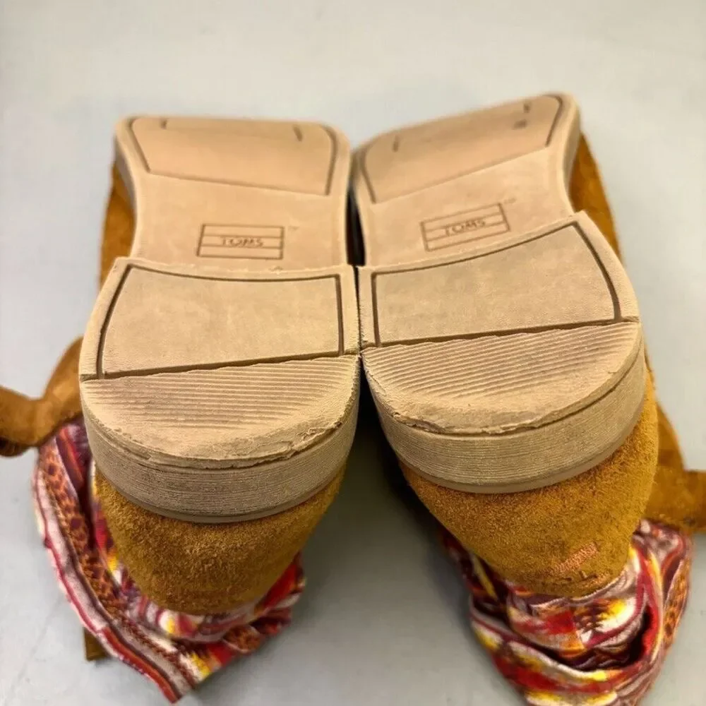 TOMS Laurel Cinnamon Faux Suede Sunset Stripe Slouch Ankle Bootie Girls Size 4 M